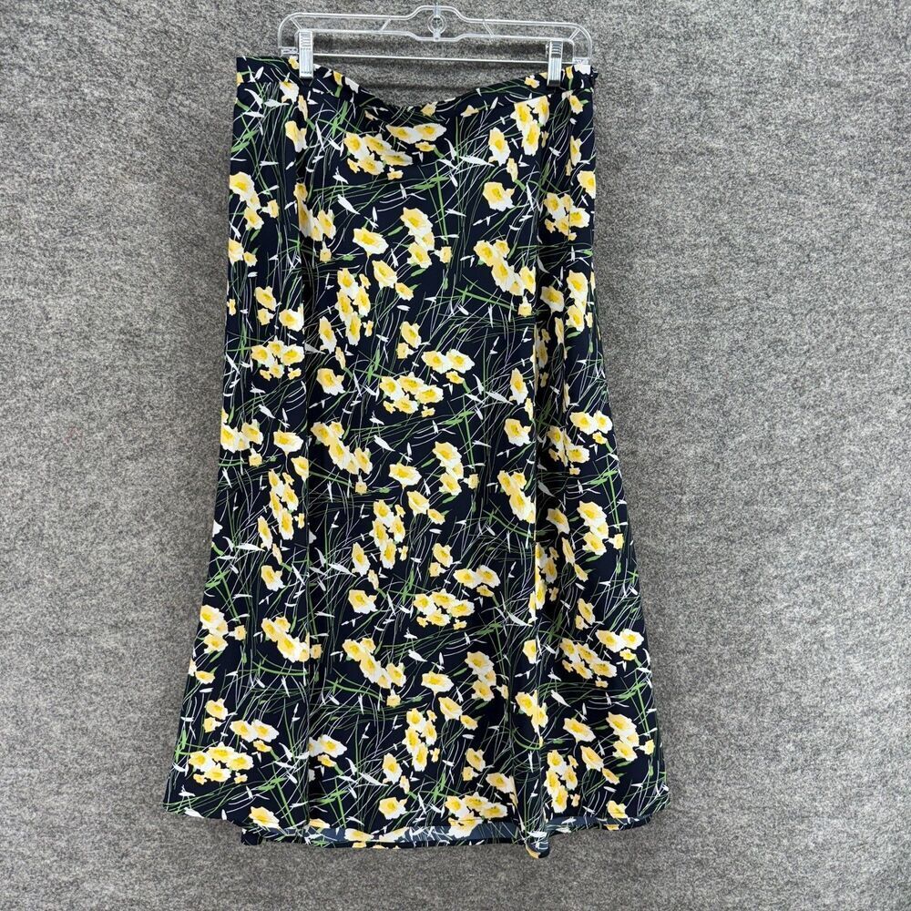 Dressbarn Skirt Women 18W Plus Black Floral Maxi Long Zipper Mid Rise Casual